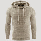 Men’s Waffle Knit Pullover Hoodie Casual Long Sleeve Sweatshirt