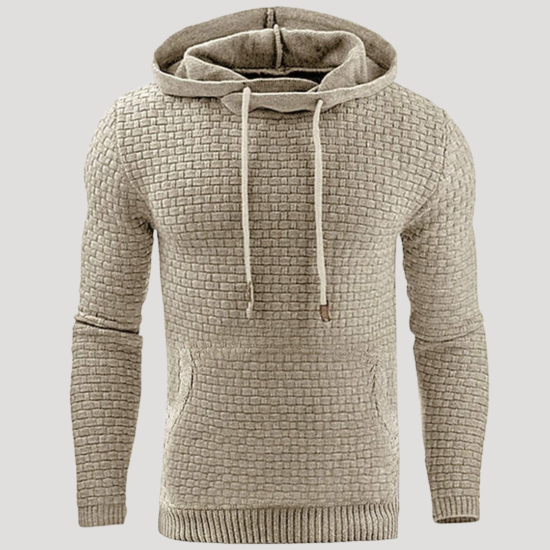 Men’s Waffle Knit Pullover Hoodie Casual Long Sleeve Sweatshirt