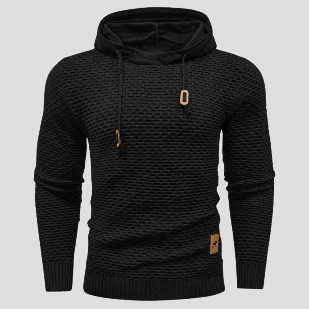 Men’s Textured Knit Pullover Hoodie Long Sleeve Sweater