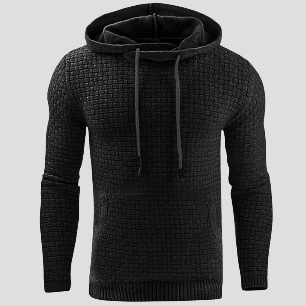 Men’s Waffle Knit Pullover Hoodie Casual Long Sleeve Sweatshirt