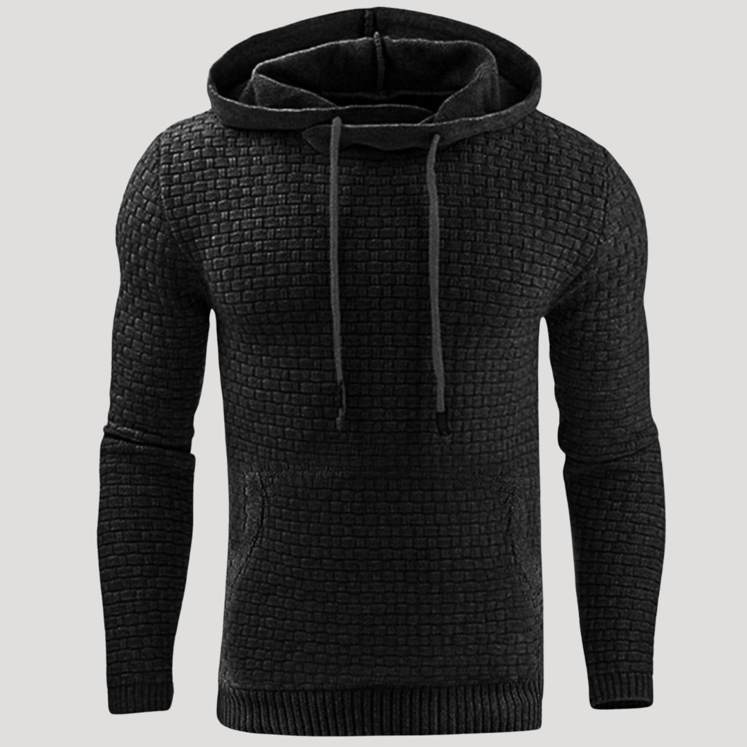 Men’s Waffle Knit Pullover Hoodie Casual Long Sleeve Sweatshirt