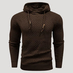 Men’s Textured Knit Hoodie Casual Long Sleeve Pullover Top