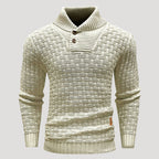Men’s Textured Shawl Collar Knit Sweater Casual Pullover
