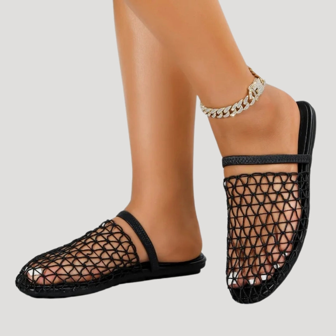 Women’s Sandals Flat Mesh Slide Slip On Open Toe