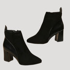 Women’s Ankle Boots Block Heel Zip Leather Short