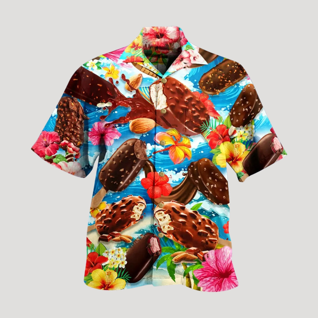 Men’s Printed Short Sleeve Shirt Relaxed Button Up