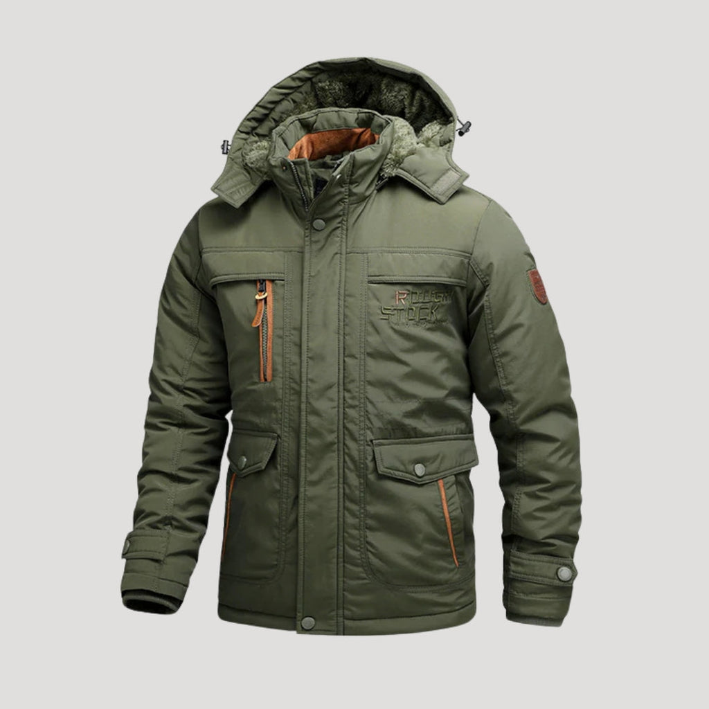 Men’s Hooded Jacket Zip Pockets Utility Outerwear