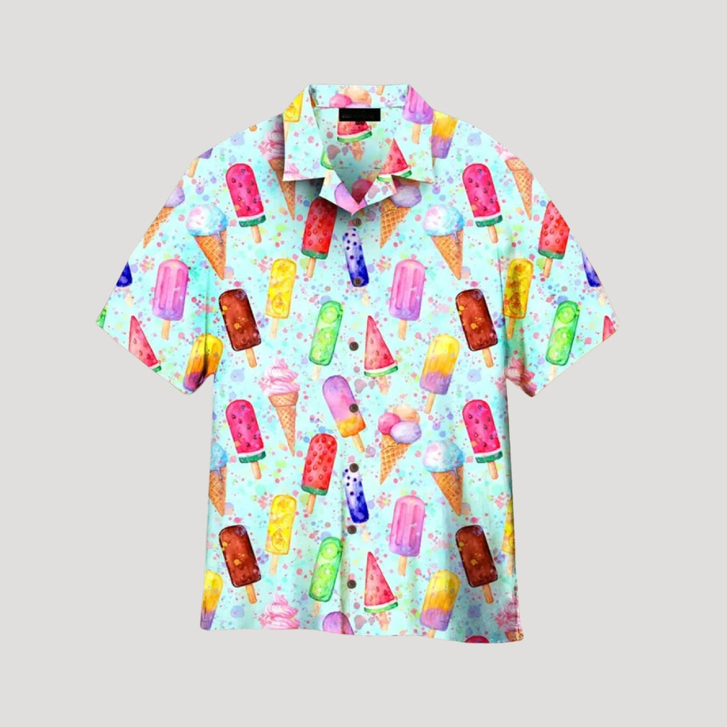 Men’s Printed Short Sleeve Shirt Relaxed Button Up