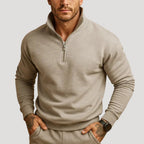 Men’s Knit Sweater Half Zip Stand Collar Long Sleeve Casual