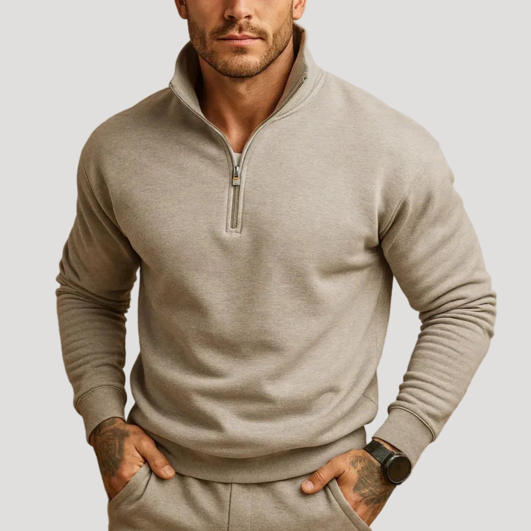 Men’s Knit Sweater Half Zip Stand Collar Long Sleeve Casual