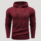 Men’s Textured Knit Hoodie Casual Long Sleeve Pullover Top