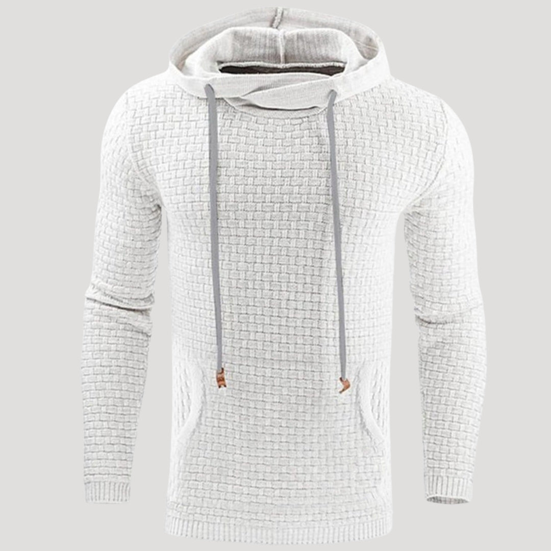 Men’s Waffle Knit Pullover Hoodie Casual Long Sleeve Sweatshirt