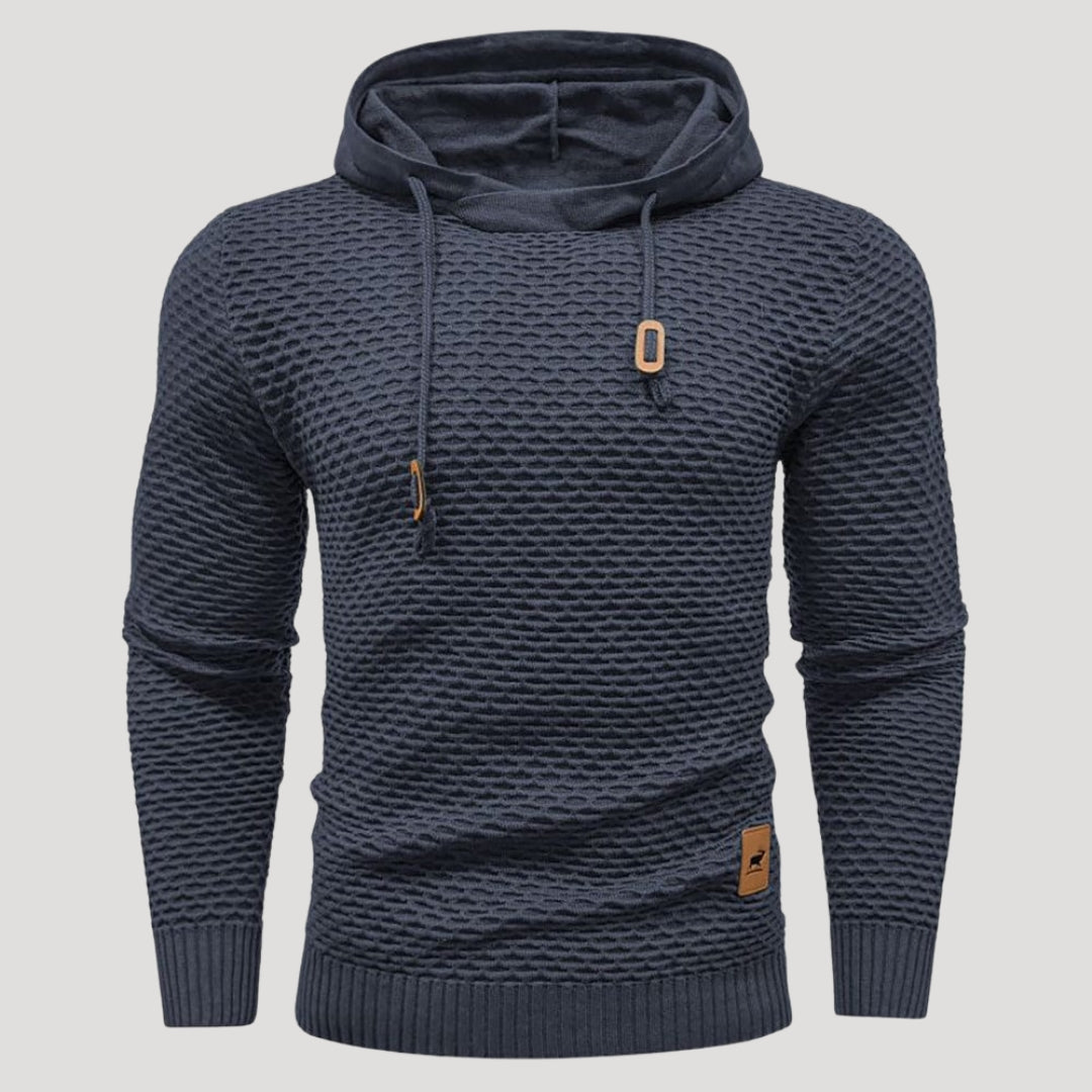 Men’s Textured Knit Pullover Hoodie Long Sleeve Sweater