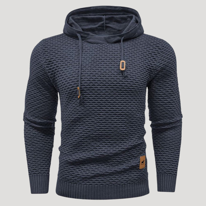 Men’s Textured Knit Pullover Hoodie Long Sleeve Sweater