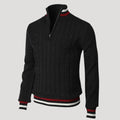 Men’s Knit Sweater Half Zip Cable Long Sleeve Stand Collar