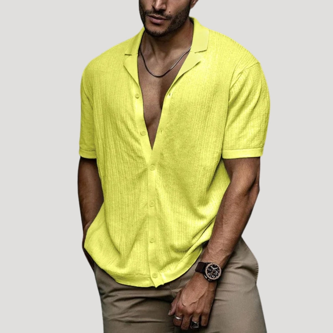 Mens Linen Shirt Short Sleeve Casual Shirt Button Shirt