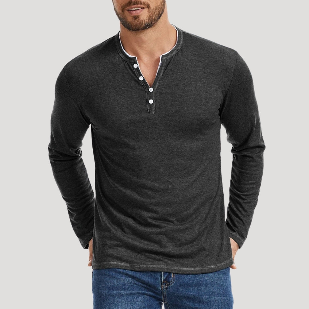 Men’s Henley Shirt Casual Long Sleeve Lightweight Top