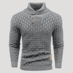 Men’s Textured Shawl Collar Knit Sweater Casual Pullover