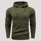 Men’s Textured Knit Hoodie Casual Long Sleeve Pullover Top