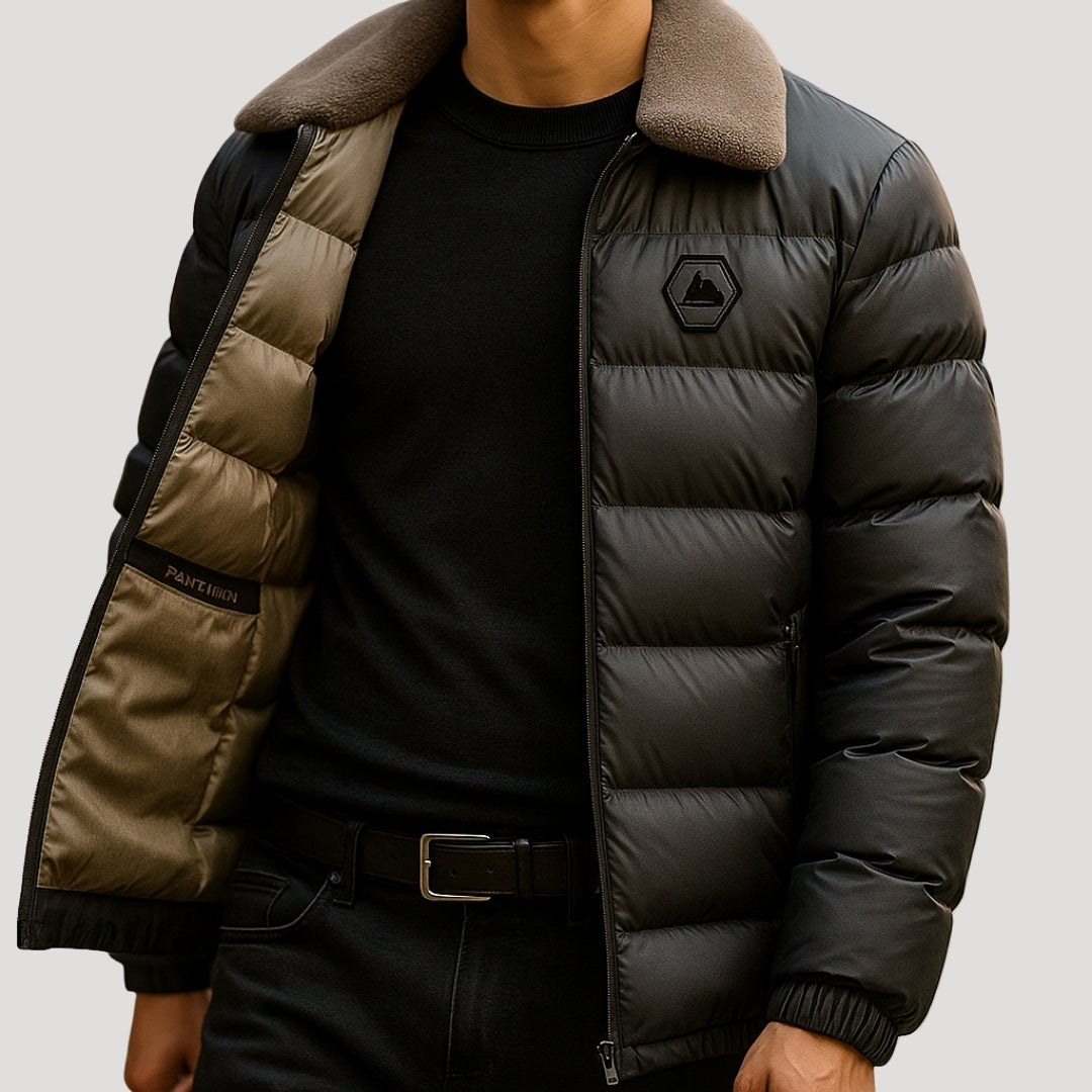 Men’s Puffer Jacket Quilted Zip Casual Outerwear