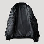 Men’s Leather Bomber Jacket Zip Up Casual Biker Outerwear