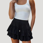 Women’s Mini Skirt Ruffle Tiered High Waist Summer Flowy