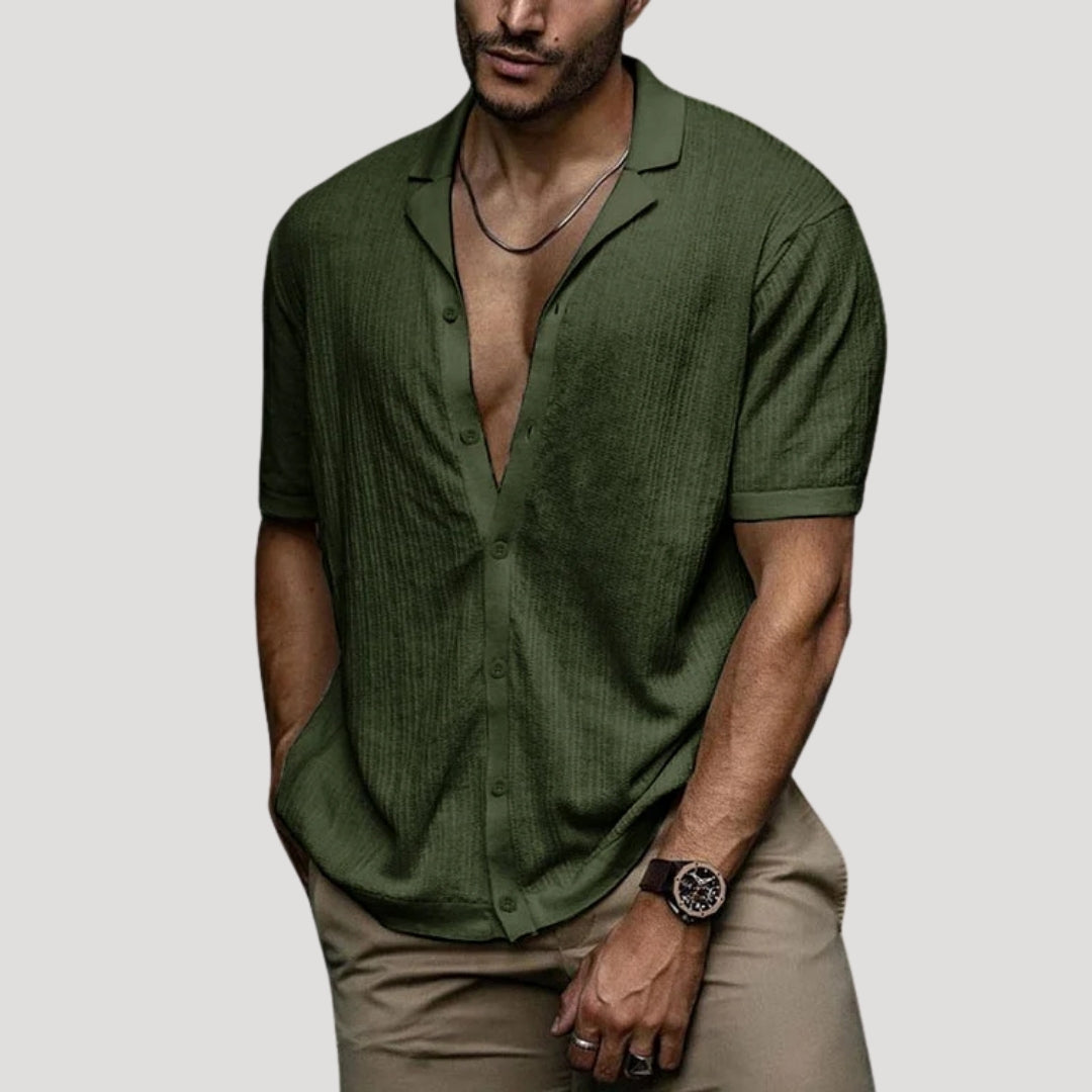 Mens Linen Shirt Short Sleeve Casual Shirt Button Shirt