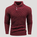 Men’s Textured Shawl Collar Knit Sweater Casual Pullover