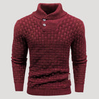 Men’s Textured Shawl Collar Knit Sweater Casual Pullover