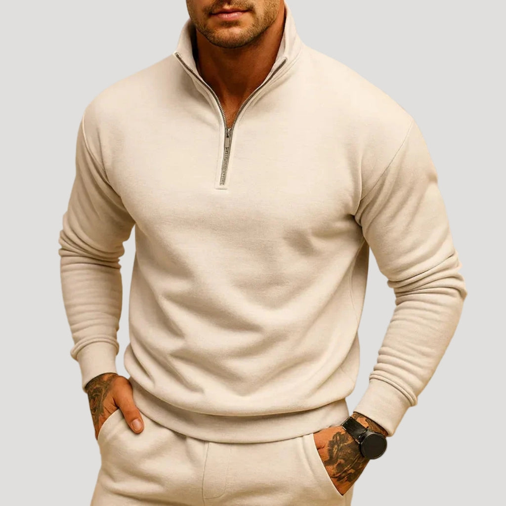 Men’s Knit Sweater Half Zip Stand Collar Long Sleeve Casual
