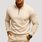 Men’s Knit Sweater Half Zip Stand Collar Long Sleeve Casual