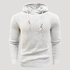 Men’s Textured Knit Hoodie Casual Long Sleeve Pullover Top