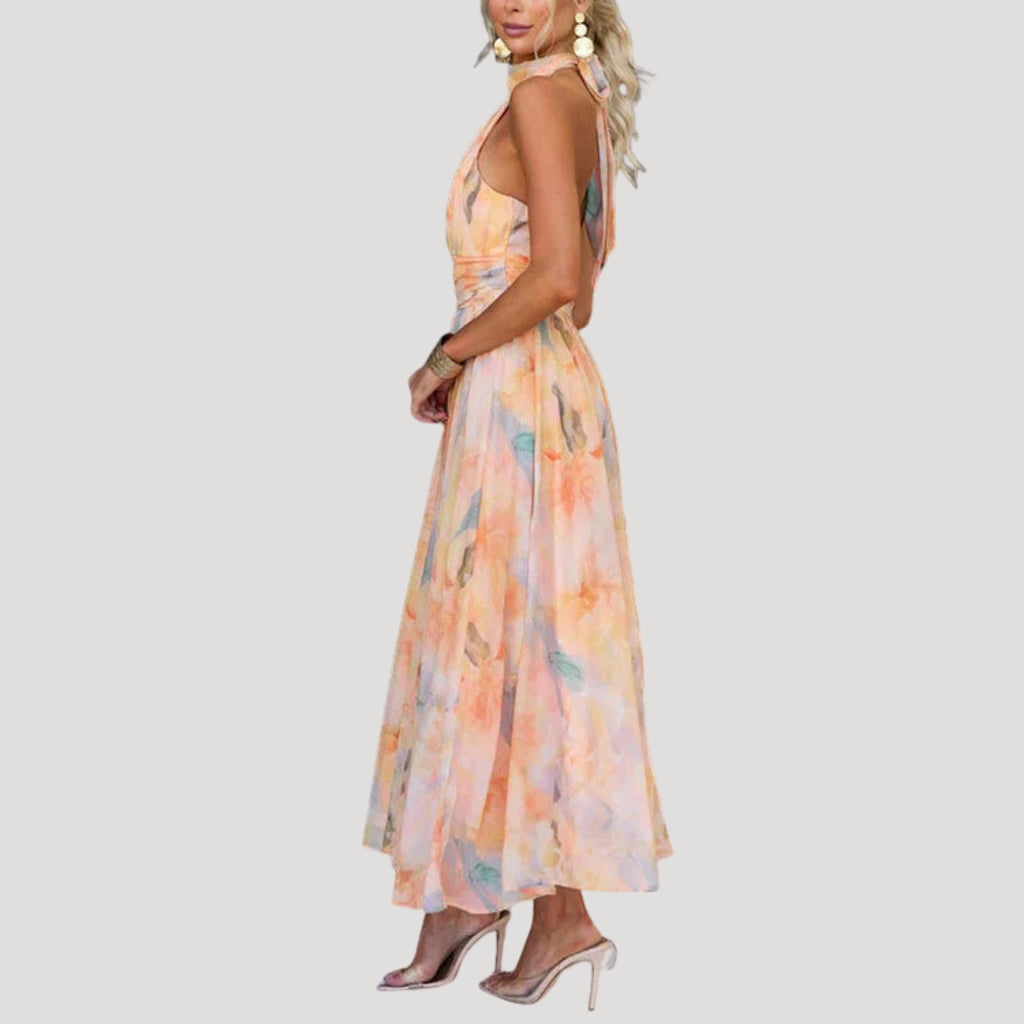 Women’s Dress Summer Sundress Floral Halter Midi Flowy