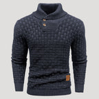 Men’s Textured Shawl Collar Knit Sweater Casual Pullover
