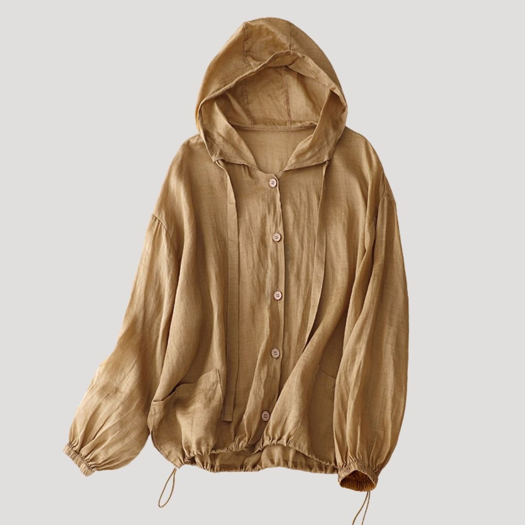 Women’s Long Sleeve Hooded Top Button Casual Loose