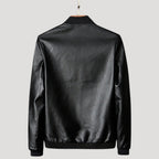 Men’s Leather Bomber Jacket Zip Up Casual Biker Outerwear