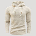 Men’s Textured Knit Hoodie Casual Long Sleeve Pullover Top