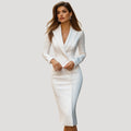 Women’s Midi Dress Blazer Long Sleeve Formal Bodycon Work