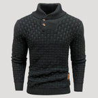 Men’s Textured Shawl Collar Knit Sweater Casual Pullover
