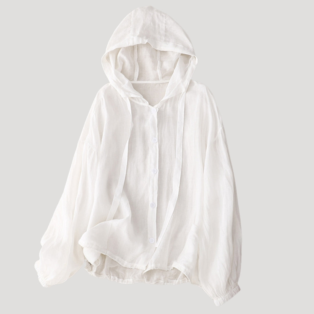 Women’s Long Sleeve Hooded Top Button Casual Loose