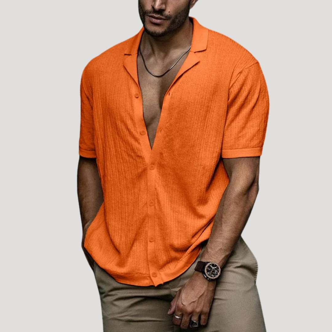 Mens Linen Shirt Short Sleeve Casual Shirt Button Shirt