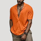 Mens Linen Shirt Short Sleeve Casual Shirt Button Shirt