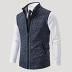 Men’s Sweater Vest Knit Zip Sleeveless Stand Collar Formal