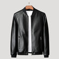 Men’s Leather Bomber Jacket Zip Up Casual Biker Outerwear