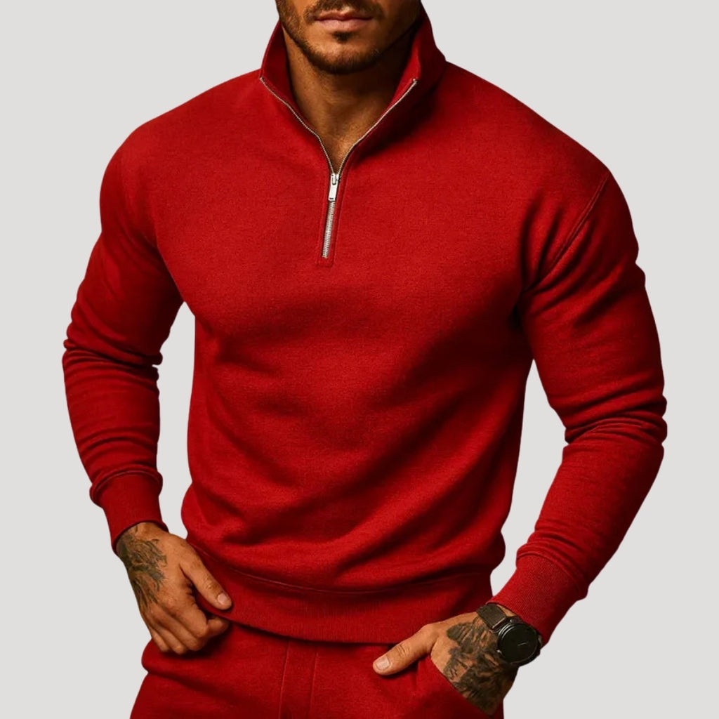 Men’s Knit Sweater Half Zip Stand Collar Long Sleeve Casual