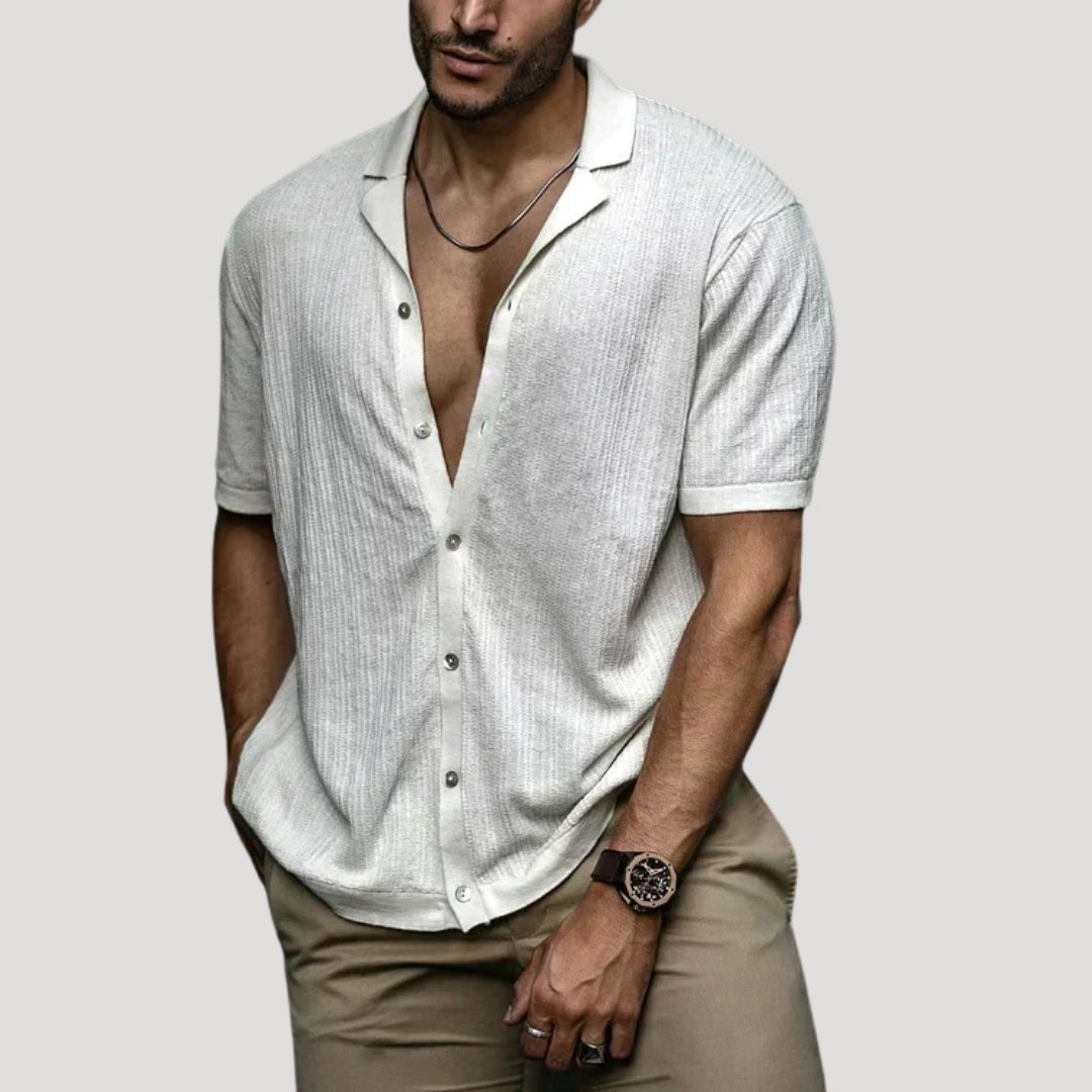 Mens Linen Shirt Short Sleeve Casual Shirt Button Shirt