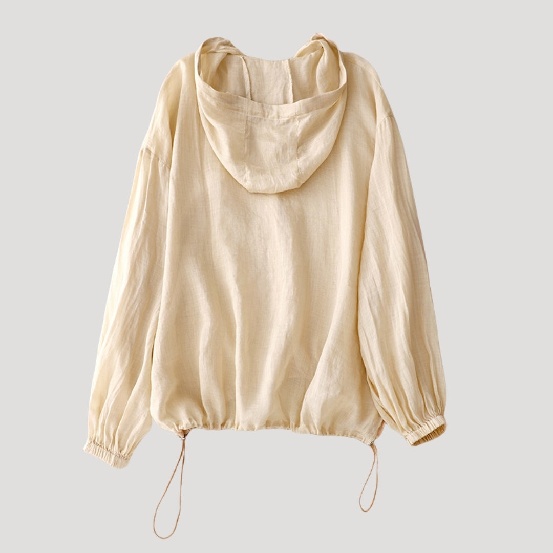 Women’s Long Sleeve Hooded Top Button Casual Loose