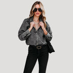 Women’s Long Sleeve Shirt Denim Shirt Button Down Collared
