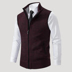 Men’s Sweater Vest Knit Zip Sleeveless Stand Collar Formal
