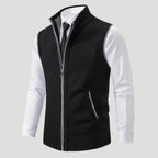 Men’s Sweater Vest Knit Zip Sleeveless Stand Collar Formal